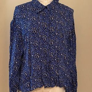 Zara animal print button down blouse